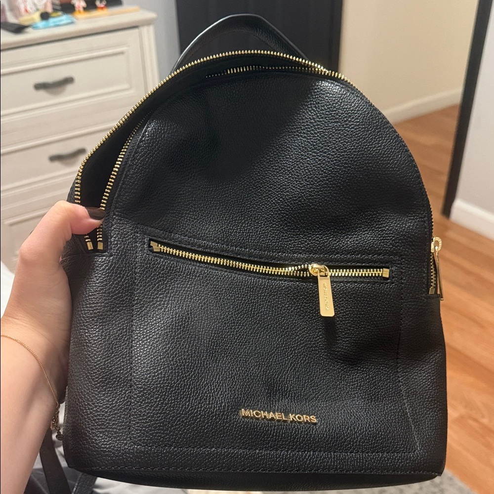 Michael Kors Black and Gold Backpack